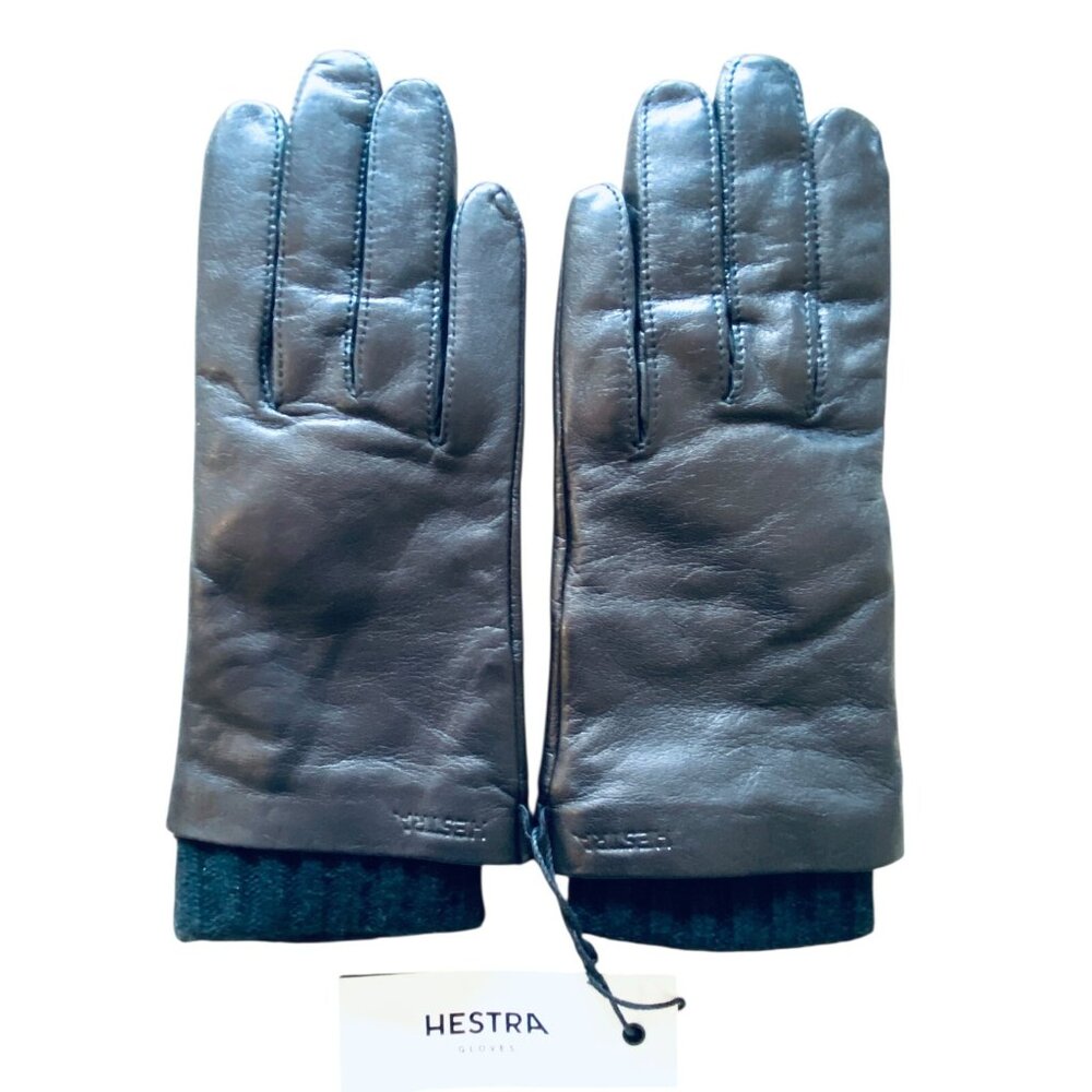Hestra Womens Leather Black Gloves Lined Size 6.5 New With Tags Wool Lined - Picture 5 of 5